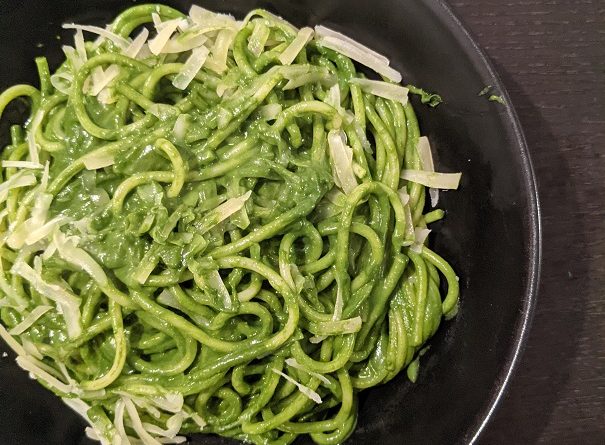 Spaghettis à la crème d’épinards